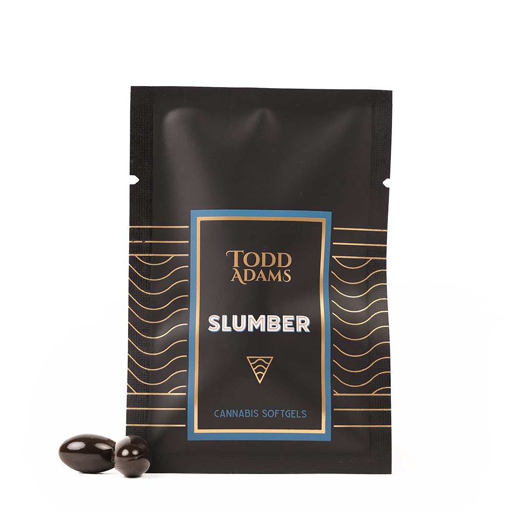Todd Adams Slumber Broad-Spectrum CBD Softgels – designed to promote deep, restful sleep.