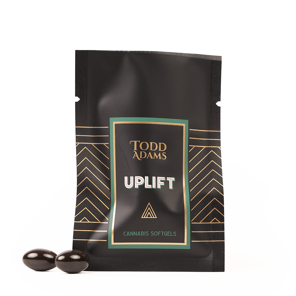 Todd Adams Uplift Broad-Spectrum CBD Softgels – mood-enhancing formula for daytime energy.