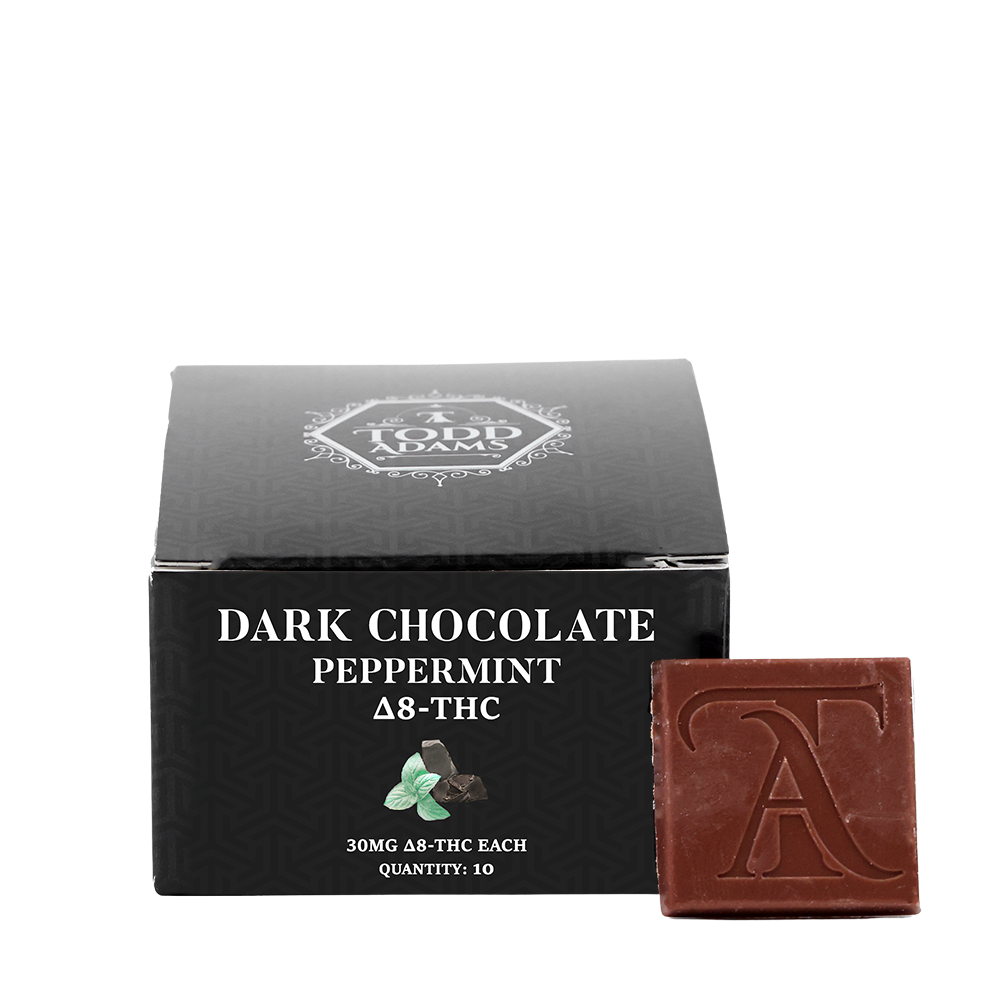 Todd Adams Delta-8 Dark Chocolate Peppermint Bites – 30mg D8-THC each, box of 10