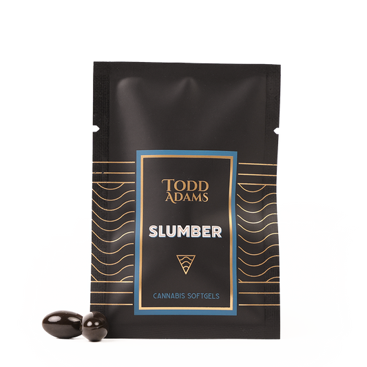 Todd Adams Slumber Broad-Spectrum CBD Softgels – designed to promote deep, restful sleep.
