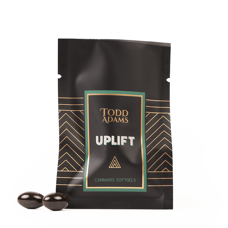 Todd Adams Uplift Broad-Spectrum CBD Softgels – mood-enhancing formula for daytime energy.